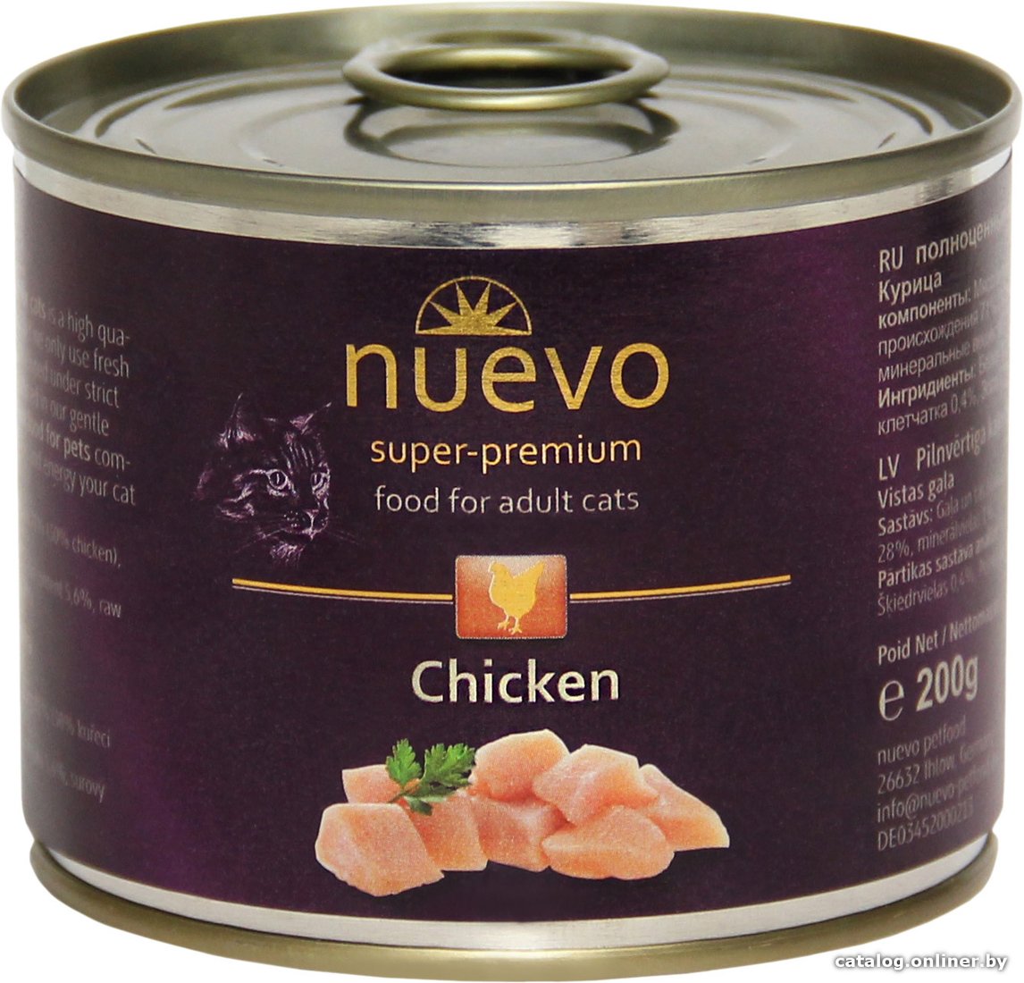 Консервированный корм для кошек Nuevo Cat Adult Chicken 0.2 кг