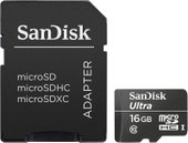 Ultra microSDHC 16GB UHS-I + адаптер [SDSDQL-016G-R35A]