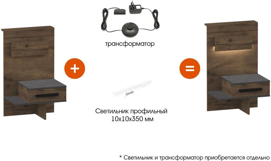 

Тумба Мебельград Глазго прикроватная тумбочка (таксония/графит)