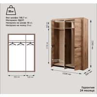 Шкаф распашной Олмеко Лючия 33.02 (кейптаун/венге/белый)