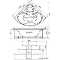 Ванна Triton Сабина 160x160 (с каркасом, экраном и сифоном)