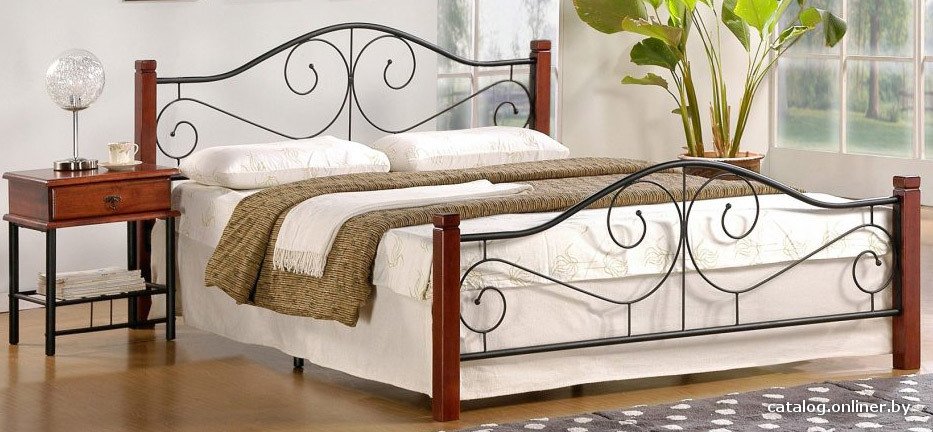 Кровать Halmar Violetta 160x200 (античная черешня/черный)