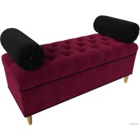 Банкетка Лига диванов Глория 113673 (микровельвет бордовый/черный/черный)