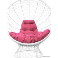 Кресло M-Group Кокос на подставке 11590108 (белый ротанг/розовая подушка)