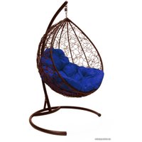 Подвесное кресло M-Group Капля 11020210 (коричневый ротанг/синяя подушка)