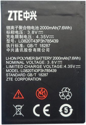 Аккумулятор для телефона Копия ZTE Li3820T43P3h785439