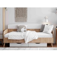 Кровать-тахта Мебельград Калгари 90x200 (дуб натуральный светлый/белый матовый)