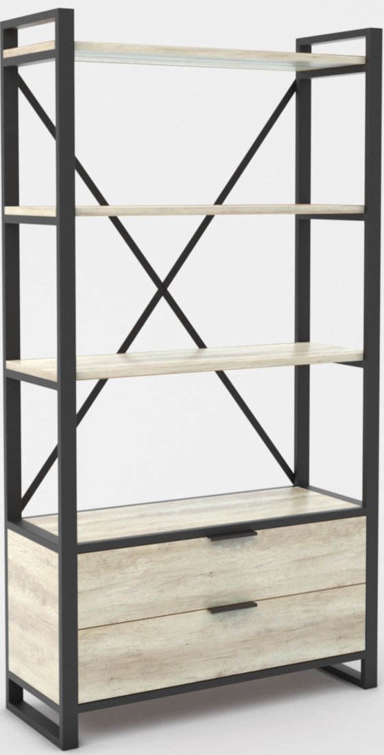 

Стеллаж Hype Mebel Стандарт Люкс 80x200 (черный/древесина белая)