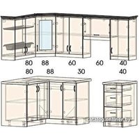 Готовая кухня Интерлиния Мила Шале 14x22 левая (белое дерево)