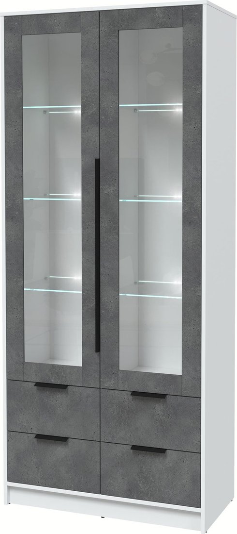 

Шкаф-витрина Интерлиния Концепт КТ-ШВ2 с подсветкой (бетон портленд/белый платинум)