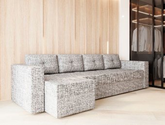 Угловой диван Настоящая мебель Константин Long (левый, н.п.б., рогожка, серый)