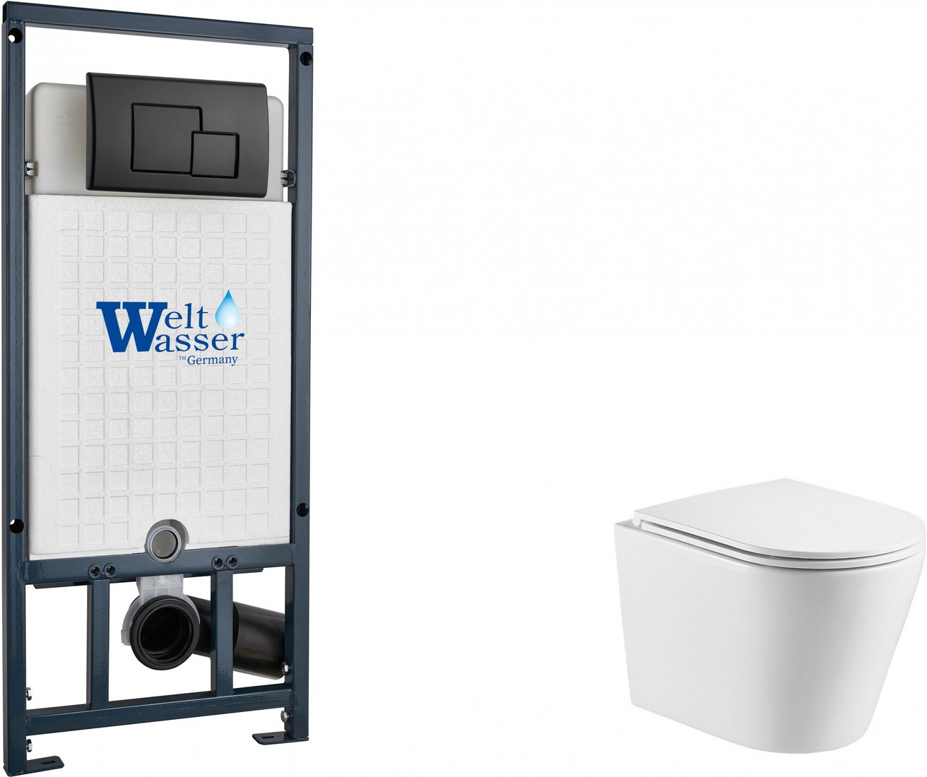 Унитаз подвесной WeltWasser Marberg 507 + Salzbach 043 GL-WT + Mar 507 SE MT-BL