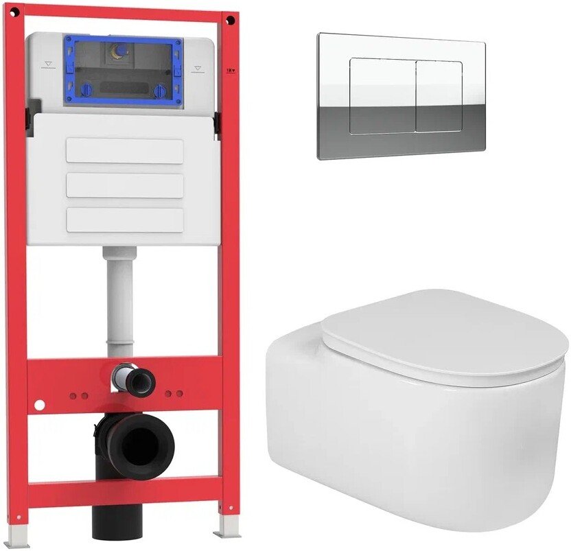 

Унитаз подвесной Oliveeka OL-MQ-003 + OL-G27 + OL-E12-CR (хром)