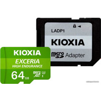 Карта памяти Kioxia Exceria High Endurance microSDXC LMHE1G064GG2 64GB (с адаптером)