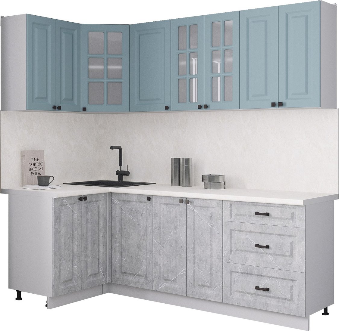 

Готовая кухня Интерлиния Мила Деко 1.2x2.2 (керамика/океан/опал светлый)