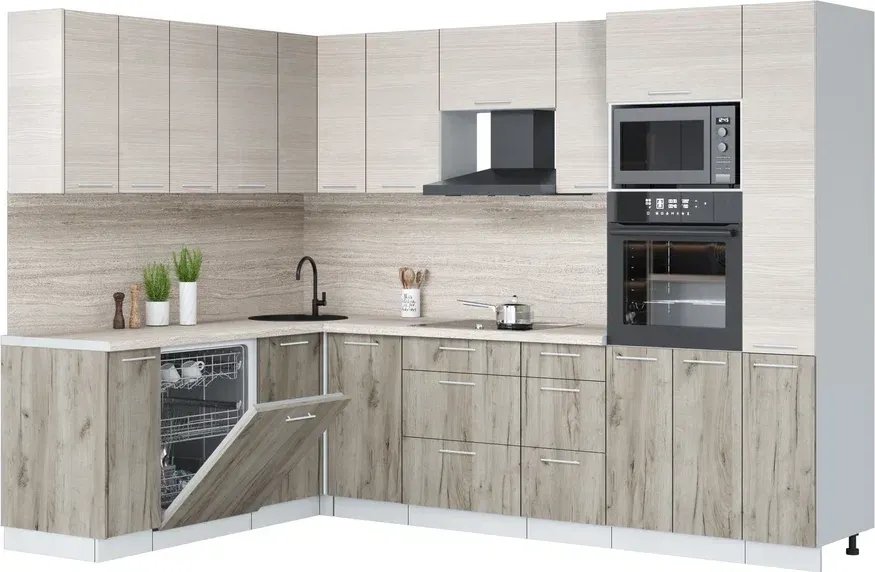 

Готовая кухня Интерлиния Мила Лайт 1.896х2.88 (вудлайн кремовый/дуб серый/травертин серый)