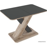 Кухонный стол Трия Люксембург тип 1 (дуб делано/серый/стекло серое матовое)