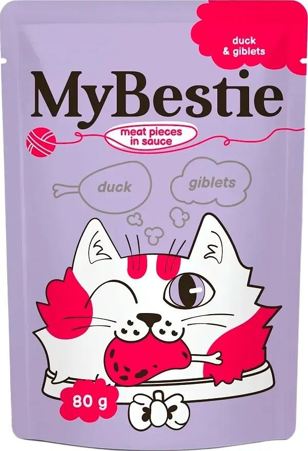 Пресервы MyBestie Мясные Кусочки Утка в соусе с Потрошками (80 г)