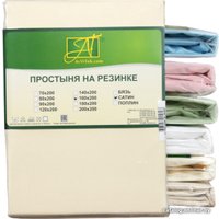 Простыня Альвитек Сатин однотонный на резинке 90x200x25 ПР-СО-Р-090-КРЕМ (кремовый)