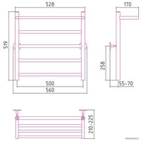 Полотенцесушитель Стилье Универсал-54 600х500 (Полка + 4) П 21 00654-6050