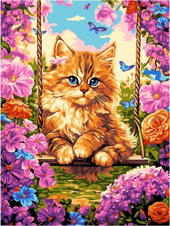 Картина по номерам Lori Котенок на качелях Рх-166