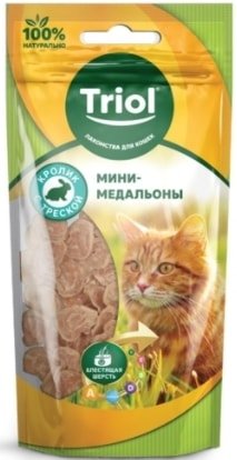 

Лакомство для кошек Triol Мини-медальоны из кролика с треской (40 г)