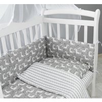 Бампер в кроватку Amarobaby Amarobaby Сказочные единорожки (4 подушки на молнии, серый/белый)