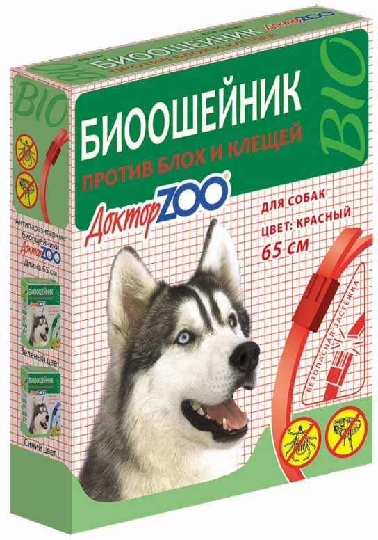 

Ошейник от блох и клещей Доктор ZOO Для собак от блох/клещей (65см, красный)