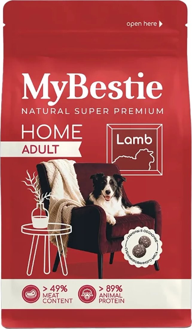 Сухой корм для собак MyBestie Home Adult ягненок 12 кг