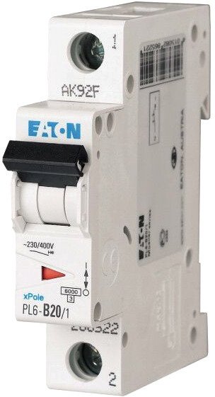 

Выключатель автоматический Eaton PL6 1P 20А С 6кА 1M 286534