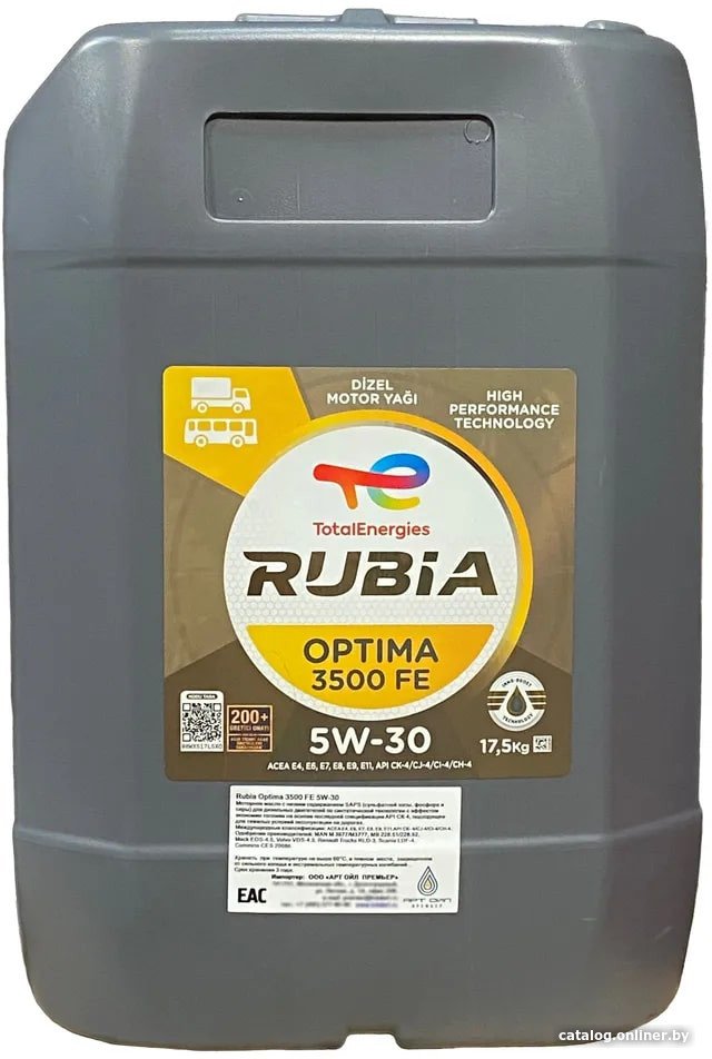 Моторное масло Total Rubia Opt 3500 FE 5W-30 20л