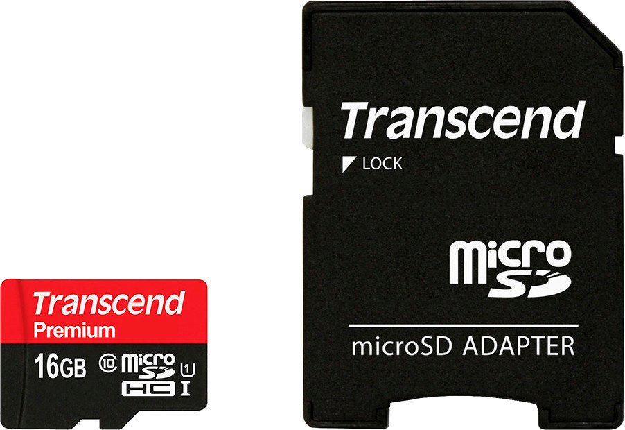 

Карта памяти Transcend microSDHC Class 10 UHS-I 16GB + адаптер (TS16GUSDU1)