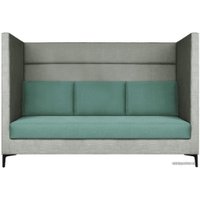 Диван Brioli Дирк трехместный (рогожка, J20-J14 (серый, голубые вставки)