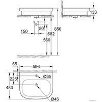 Умывальник Grohe 3933700H с гигиеническим покрытием 59.6x48.3