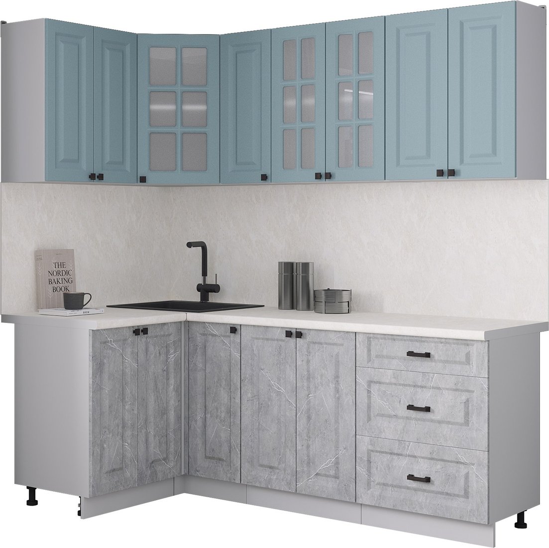 

Готовая кухня Интерлиния Мила Деко 1.2x2.1 (керамика/океан/опал светлый)