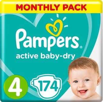 Pampers Active Baby-Dry 4 Maxi (174 шт)