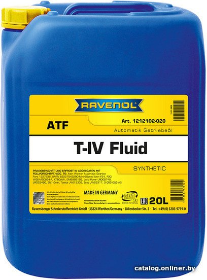 Трансмиссионное масло Ravenol ATF T-IV Fluid 20л