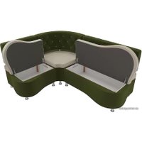 Угловой диван Лига диванов Вегас 105176 (левый, бежевый/зеленый)