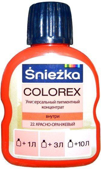 

Колеровочная краска Sniezka Colorex 0.1 л (№22, красно-оранжевый)