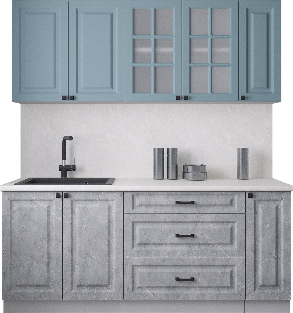 

Готовая кухня Интерлиния Мила Деко 1.9Б (керамика/океан/опал светлый)