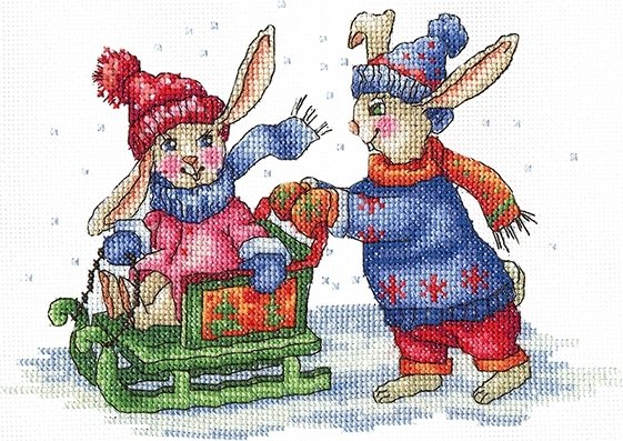 

Набор для вышивания Сделай своими руками Зайки. Зимние забавы З-43С