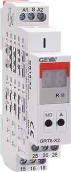 Реле времени GEYA Реле времени GRT8-X2-W240, 2CO, 16A(250VAC), 12_240VAC/DC, 100ms_99d, многофункциональное - 20 функций, LED дисплей, 1M