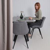 Кухонный стол Lepremo AV 2122 МДФ+керамика раздвижной 1400-2000x850 (серый матовый Larka Grey/черный)
