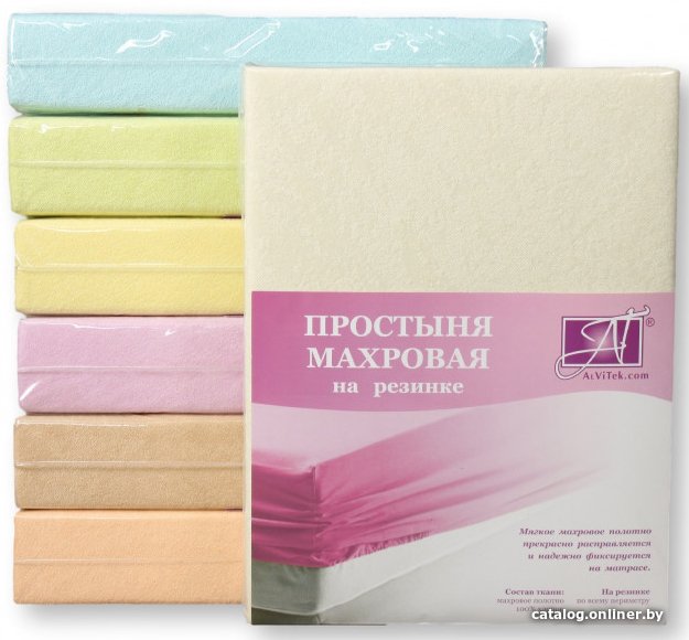 Простыня Альвитек Махровая на резинке 140x200x20 ПМР-МО-140 (молочный)