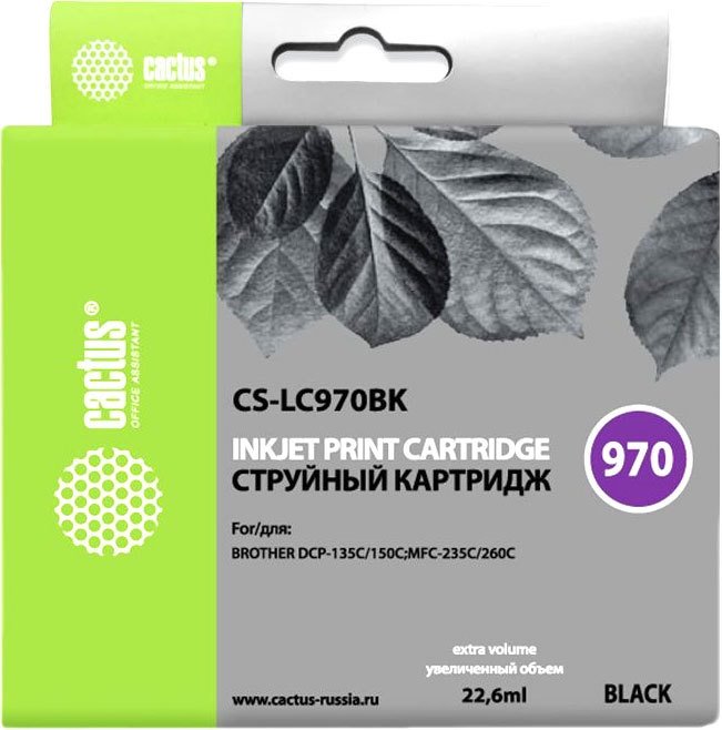 

Картридж CACTUS CS-LC970BK (аналог Brother LC970BK)