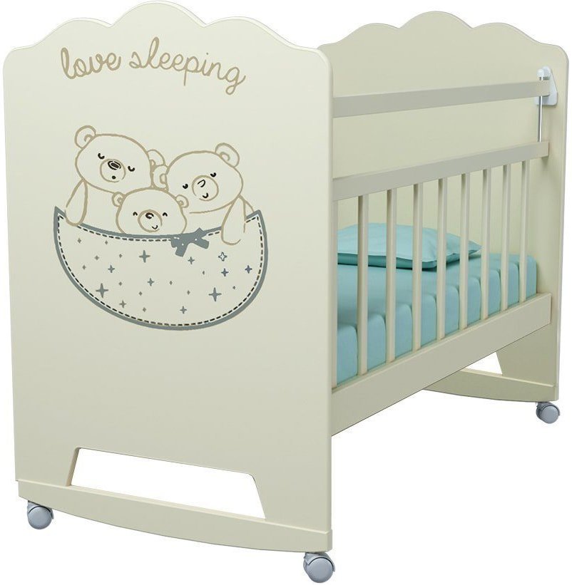 

Классическая детская кроватка VDK Love Sleeping колесо-качалка (слоновая кость)