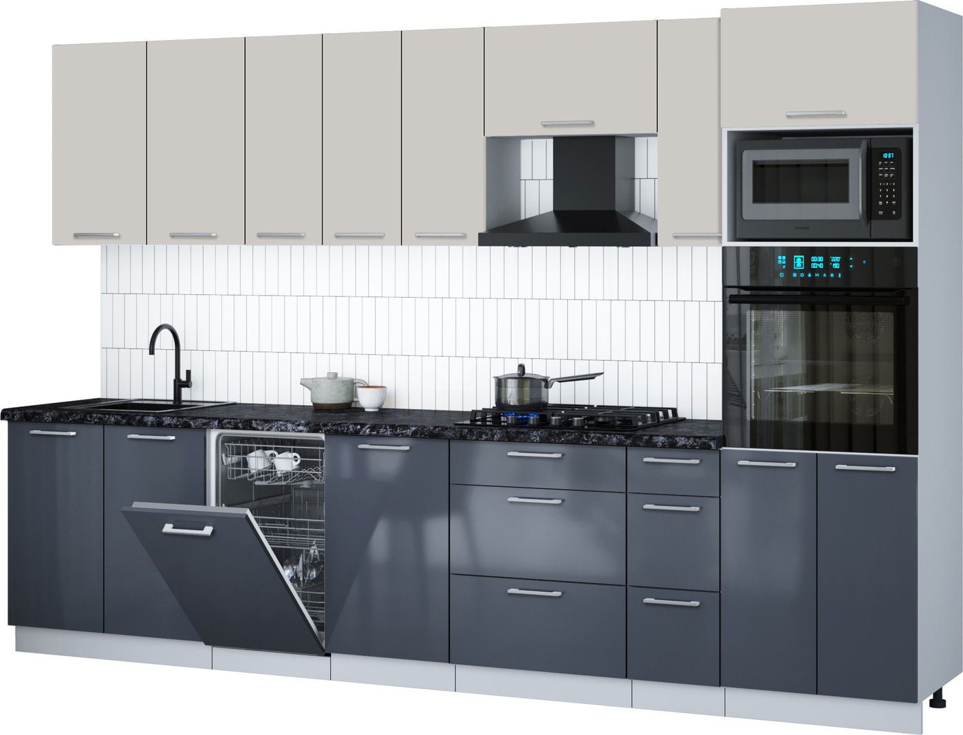 

Готовая кухня Интерлиния Мила Gloss 3.2-ПМ3 (асфальт глянец/кашемир/кастилло темный)