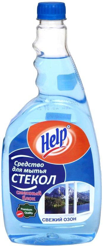 

Средство для стекла и зеркал Help Свежий озон сменный блок 750 мл