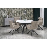 Кухонный стол Halmar Vertigo 130-180/130/76 (белый мрамор/черный)