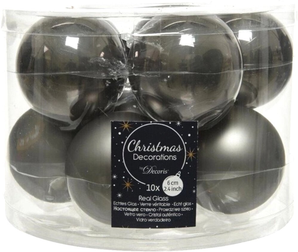 

Елочная игрушка Kaemingk 140331 (10шт, теплый серый)